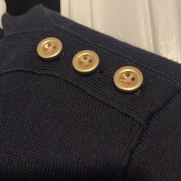 3/4 length black Talbots boatneck top with 3 buttons on each shoulder. Size M. - Picture 2 of 4